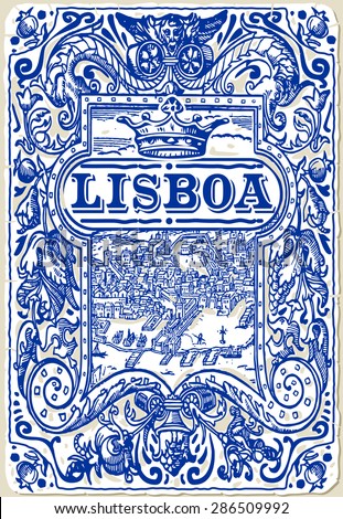 Indigo Blue Lisbon Paint Tile Floor Oriental Lisboa Ornament Collection Seamless Patchwork Pattern Colorful Painted Tin Portugal Ceramic Tilework Vintage Illustration background Vector Pattern Brocade