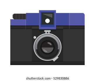 Indigo Blue Retro Analog Camera, Classic LoFi Film, Vintage Photography Clip Art Set