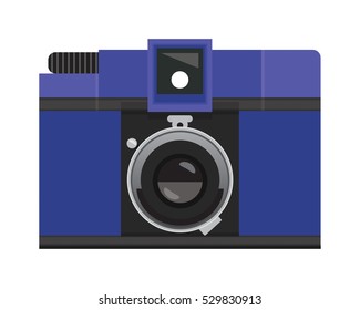 Indigo Blue Retro Analog Camera, Classic LoFi Film, Vintage Photography Clip Art Set