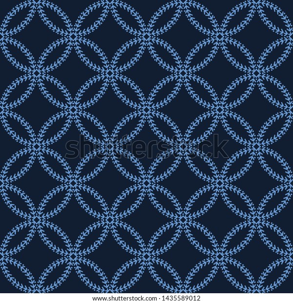 Indigo Blue Sashiko Style Japanese Embroidery Stock Vector Royalty Free 1435589012