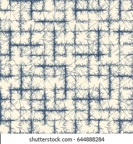 Indigo blue seamless fabric texture. Imitation denim. Vector abstract background. Fine neutral structure. Wood texture, Bark texture. Abstract vector background. Hand drawn brushstrokes.