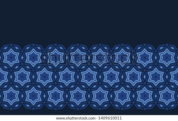 Indigo Blue Star Hexagon Mosaic Stripes Stock Vector Royalty Free