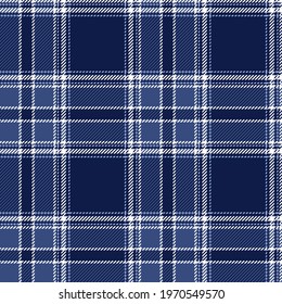 Indigo blue tartan plaid. Seamless vector plaid pattern suitable for men’s and women’s fashion, home decor and stationary.