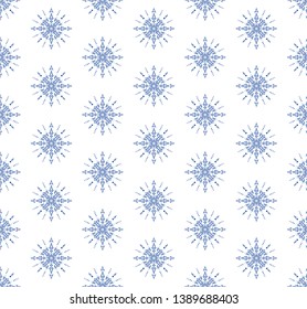 Indigo blue and white seamless geometric pattern design for fabric, porcelain surface or background, vector illustration.