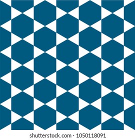 Indigo Blue White Star Pattern Seamless Background