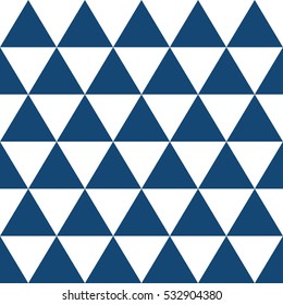 Indigo Blue White Triangle Background. Vector Illustration. Christmas Seamless.