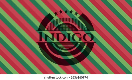 Indigo christmas style badge. Vector Illustration. Detailed.