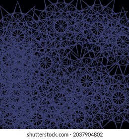 Indigo Cold Vintage Calm Mystery Textile Ornamental Ice Background. Blue Dark Darkness Luxury Network Shapes Mandala Folk Pattern. Chaotic Messy Stars Night Print Black Pattern Lace Background.