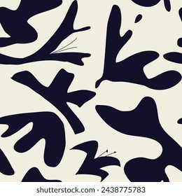 Indigo colored abstract background designed with hand drawn design in minimalist style. Contemporary collage print modern pattern for design.