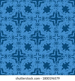Indigo crosses ornament seamless vector pattern. Decorative texture surface print design for fabrics, stationery, textiles, gift wrap, textiles, and packaging.