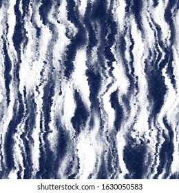 Indigo cyanotype dyed effect distressed worn bleached graphical motif. Noisy brushed faded mottled, intricate grungy stained navy design. Seamless repeat vector eps 10 pattern swatch.