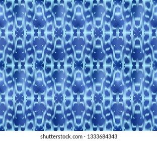 Indigo dyed textile seamless pattern. Ethnic ikat style background.