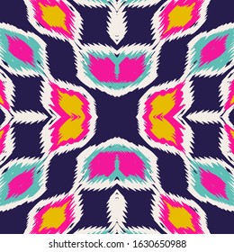 Indigo Graphic Carpet Vector Seamless Pattern. Abstract Shibori Ethnic Wallpaper. Ethnic Trendy Print. Indigo Chevron Traditional Vector Seamless Pattern