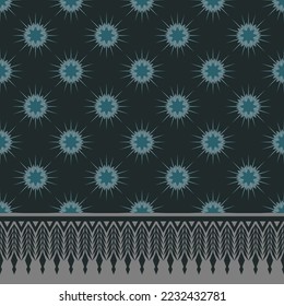 Indigo green geometric traditional ethnic pattern Ikat seamless pattern abstract design for fabric print cloth dress carpet curtains and sarong Aztec African Indian Indonesian 