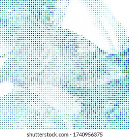 Indigo Halftone Simple. Azure Dots Overlay. Green Gradient Pop. Blue Grunge Element. Comic Round. Vector Distress. Circle Print. Vintage Grid.