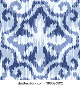 Indigo Ikat Tribal Fabric Pattern Seamless Stock Vector (Royalty Free ...