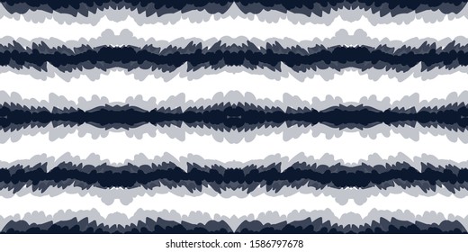 Indigo Ikat Vector Seamless Pattern. Azure Rustic Carpet African Texture. Cold Tie Dye Repeat Wallpaper. Scarlet Line Psychedelic Ethnic Design. Aztec Fabric Print