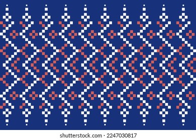 Indigo navy blue geometric traditional ethnic pattern Ikat seamless pattern abstract design for fabric print cloth dress carpet curtains and sarong Aztec African Indian Indonesian 