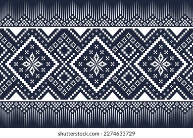 Patrón étnico tradicional de color azul marino índigo Ikat patrón sin fisuras diseño abstracto de borde para tela de impresión telas cortinas de moqueta y sarong Azteca Indio Indonesio Africano 