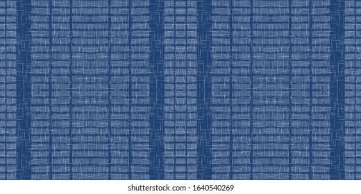 Indigo Navy Stylish Vector Seamless Pattern. American Paint Stripe Design. Grunge Mexican Illustration. Cloud Line Fabric Wallpaper.