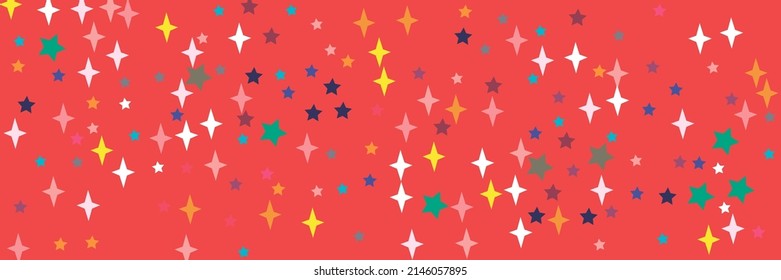 Indigo Pink Print Green Azure Turquoise Multicolor White Sky Background. Yellow Red Blue Colorful Sea Vibrant Stars Illustration. Lavender Pastel Orange Chaotic Vivid Bright Violet Stars Pattern.