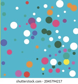 Indigo Play White Red Dark Wallpaper. Color Pink Purple Circles Turquoise Pattern. Polka Dots Multicolor Colorful Rainbow Orange Children Textile. Pastel Yellow Green Blue Kids Background.