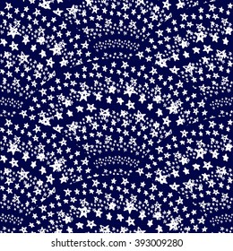 Indigo Seamless Pattern. Blue Dark Seamless Pattern. Indigo Wavy Seamless Pattern. Tribal Indigo Seamless Pattern. Vector Illustration.