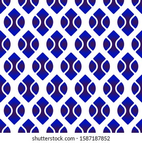 indigo seamless pattern, porcelain wallpaper, cute ceramic modern background, blue and white pottery backdrop for design tile, texture, fabric, silk, paper, floor, wall, textile, vector illustration