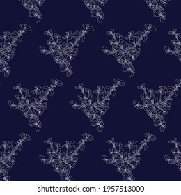 indigo seamless pattern, wild plant seamless pattern with navy blue background, leaf seamless pattern,