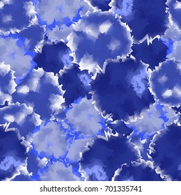 Indigo seamless watercolor texture background. Fetching abstract pattern, expressive messy vector illustration.