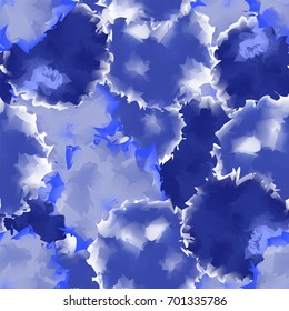 Indigo seamless watercolor texture background. Interesting abstract pattern, expressive messy vector illustration.
