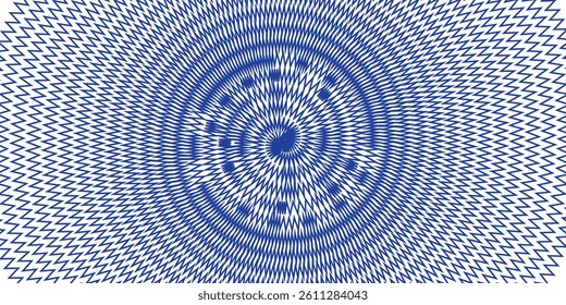 Indigo Sunburst Mandala  Radial Zigzag Watermark Design with Gradient Texture