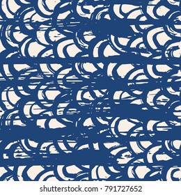 Indigo tie dye seamless pattern. Print texture waves. Geometrical seamless vector stripes. Striped watercolor texture batik. Watercolour pattern. Organic japanese natural tiles. Blue and white print.