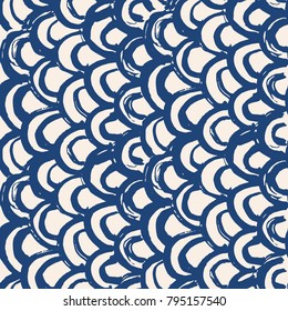 Indigo Tie Dye Seamless Pattern. Print Texture Waves. Geometrical Seamless Vector Stripes. Striped Watercolor Texture Batik. Watercolour Pattern. Organic Japanese Natural Tiles. Blue And White Print.