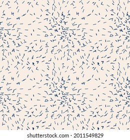 Indigo tie dye shibori vector seamless pattern. Minimalist geometric oriental  tile repeat in navy blue and off white. Organic texture. Japanese traditional print.
