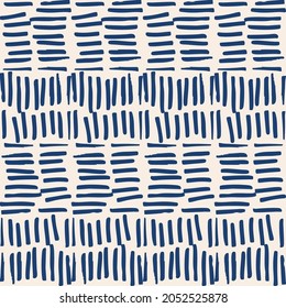 Indigo tie dye shibori vector seamless pattern. Minimalist geometric oriental  tile repeat in navy blue and off white. Organic texture. Japanese traditional print.