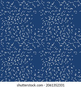 Indigo tie dye shibori vector seamless pattern. Minimalist geometric oriental  tile repeat in navy blue and off white. Organic texture. Japanese traditional print.

