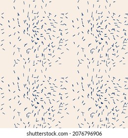 Indigo tie dye shibori vector seamless pattern. Minimalist geometric oriental  tile repeat in navy blue and off white. Organic texture. Japanese traditional print.
