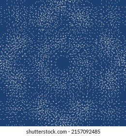 Indigobinde Farbstoff Shibori Vektor nahtloses Muster. Minimalistische geometrische, endlose Kacheln wiederholen sich in marineblau-weiß. Organische Textur. Japanischer traditioneller Druck.
