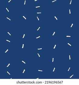 Indigobinde Farbstoff Shibori Vektor nahtloses Muster. Minimalistische geometrische, endlose Kacheln wiederholen sich in marineblau-weiß. Organische Textur. Japanischer traditioneller Druck.
