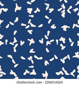 Indigo tie dye shibori vector seamless pattern. Minimalist geometric oriental  endless tile repeat in navy blue and white. Organic texture. Japanese traditional print.
