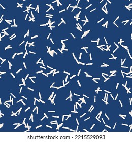 Indigobinde Farbstoff Shibori Vektor nahtloses Muster. Minimalistische geometrische, endlose Kacheln wiederholen sich in marineblau-weiß. Organische Textur. Japanischer traditioneller Druck.
