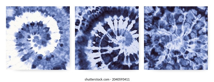 Indigo Tie Dye Spiral. Hippie Shirt Pattern. Circular Artistic Painting. Tie Dye Spiral in the Effect of the 60s. Cool Heart Print. Denim Circle Texture. Soft Flower. Tie Dye Spiral.
