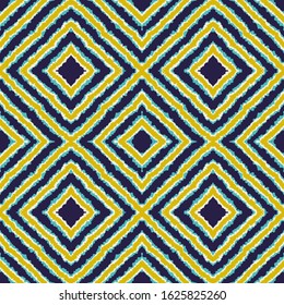 Indigo Trendy Batik Vector Seamless Pattern. Retro Tie Dye Indian Texture. Aztec Psychedelic Wallpaper. Indigo Tile Navajo Vector Seamless Pattern