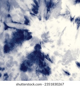 Indigo Vector Boho. Blue Tiedye Swirl. White Colored Shibori. Blue Shibori Japan. Fabric Swirl Tie Dye. Spiral Dyed Batik. Blue Dirty Hippie. Shibori Hippie Pattern. Spiral Eps8 Background.