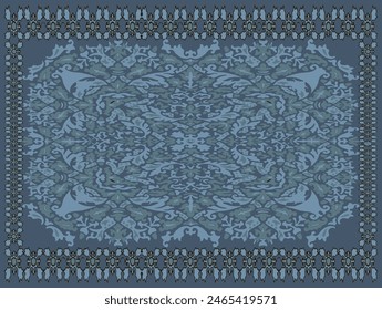 Indigo vector tie dye seamless pattern. Abstract watercolor. Natural tiles. Organic texture.Watercolour print. Japan folk rug textile. Japanese seamless natural texture. Indigo batik