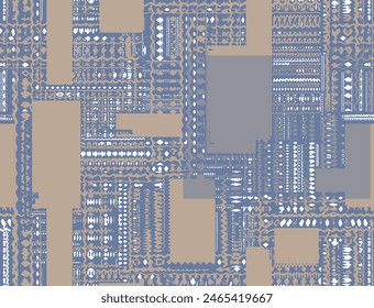Indigo vector tie dye seamless pattern. Abstract watercolor. Natural tiles. Organic texture.Watercolour print. Japan folk rug textile. Japanese seamless natural texture. Indigo batik