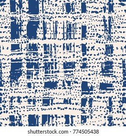 Indigo vector tie dye seamless pattern. Abstract watercolor. Natural tiles. Organic texture.Watercolour print. Japan folk pattern. Organic textile. Japanese seamless natural texture. Indigo batik. 
