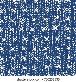 Indigo vector tie dye seamless pattern. Abstract watercolor. Natural tiles. Organic texture.Watercolour print. Japan folk pattern. Organic textile. Japanese seamless natural texture. Indigo batik. 