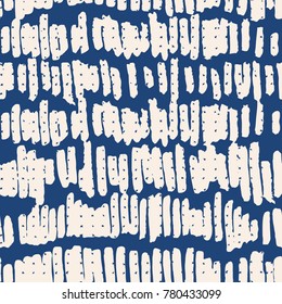 Indigo vector tie dye seamless pattern. Abstract watercolor. Natural tiles. Organic texture.Watercolour print. Japan folk pattern. Organic textile. Japanese seamless natural texture. Indigo batik. 